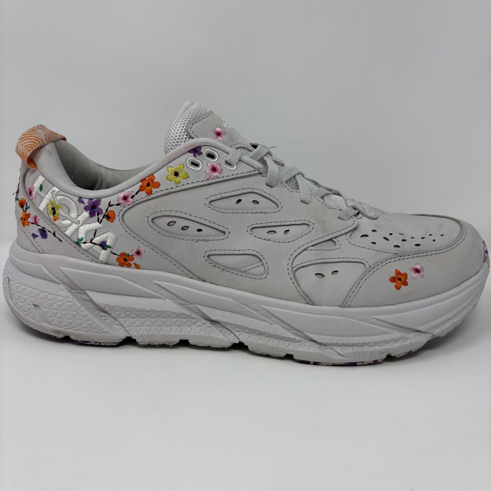 Hoka Clifton L Vibrant Bloom BP Womens Size 12 White Floral Running Shoes